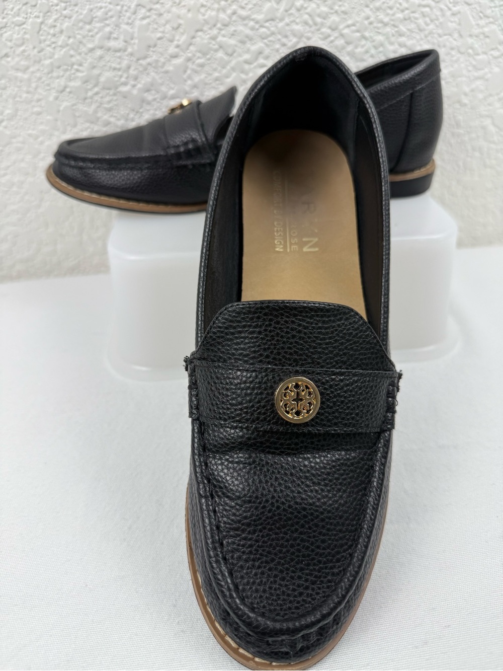 Taryn by Taryn Rose Mazzy Black Pebbled Penny Loafers | Women's 9